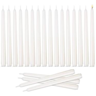 Imagem de Velas afuniladas de 25,4 cm (A) sem gotejamento, conjunto de 20 velas brancas sem cheiro e sem fumaça de longa queima, cera de parafina com mechas de algodão para queimar 8 horas