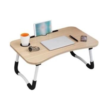 Imagem de Mesa Portátil Dobrável Para Notebook Home Office Estudo Refeição Cama Escrivaninha(Madeira)