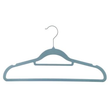 Imagem de Cabides De Veludo Adulto Fino Antideslizante Roupas Casaco 50 Peças Azul