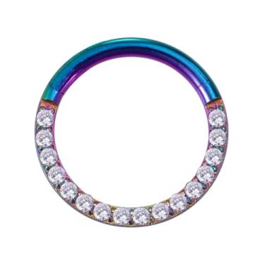 Imagem de 1 pç Arco-íris Aço Inoxidável Nariz Septo Anel Daith Brinco Argola Sólida Cartilagem Tragus Helix Anéis 16G Septo Piercing Jóias Segmento Articulado Argola com CZ Transparente