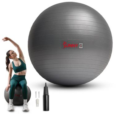 Imagem de Sunny Health & Fitness Bola de Yoga Extra Grossa Premium Média 65 cm Bola de Exercício Anti-Explosão para Exercícios, Gravidez, Fisioterapia, Estabilidade Cadeira Fitness