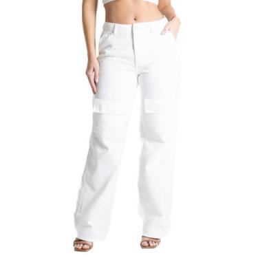 Imagem de Calça Sarja Sawary Wide Leg - 280709 - Off White 42, 42, Bege