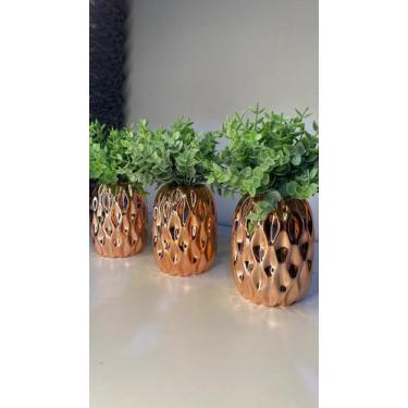 Imagem de Kit De Vasinhos Decorativos Rose Gold C/ Suculentas - 3pçs. - Cacaia F