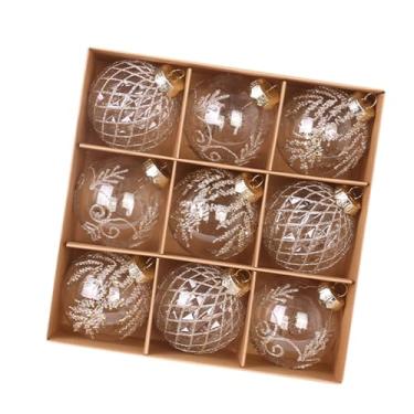 Imagem de oshhni Conjunto de enfeites de bola de Natal, enfeites de Natal rústicos de fazenda, 80 mm/3,15 polegadas, decoração de Natal pendurada para festas e, Champanhe