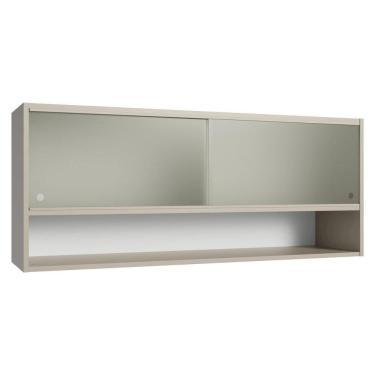 Imagem de Armário Aéreo 2 Portas De Correr De Vidro Pontilhado E 1 Nicho Nice Madesa Crema