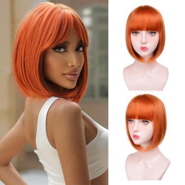 Imagem de Peruca Aida Ble Short Bob With Bangs Ginger 30cm sintética