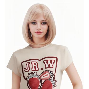 Imagem de Peruca NJJYXH Strawberry Blonde Short Straight Bob para mulheres