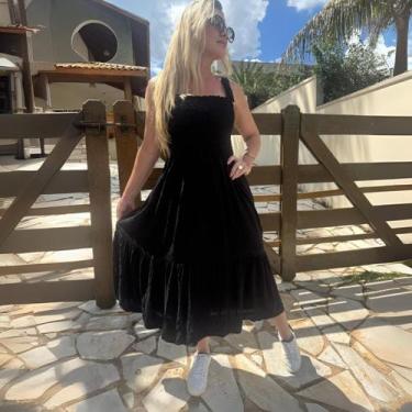 Imagem de Vestido Midi Viscolinho Alças Ajustáveis Plus Size Verão - Dona Lu, Pr