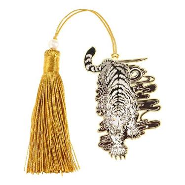 Imagem de Marcador de livro estilo chinês retrô mítico com borla criativo metal oco dragão tigre clipe de livro presente de estudante material de escritório marcador de livro de metal (cor: Estilo 10)