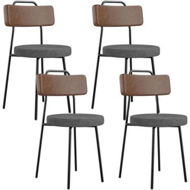 Imagem de Kit 04 Cadeiras Estofada Sala De Jantar Barcelona L02 material sintéti