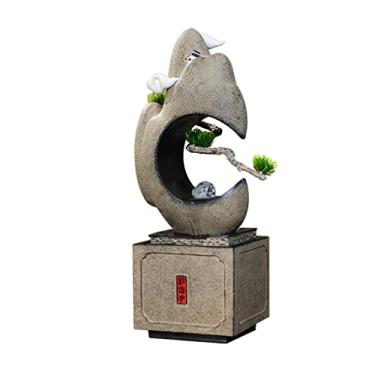 Imagem de XFNVXC Fontes de mesa fonte de mesa decoração de paisagem aquática interna fonte de mesa decoração de escritório fonte de cachoeira fonte de água corrente decorativa fonte de mesa interior fontes de