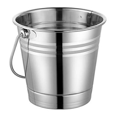 Imagem de Liusj JUnst Balde de gelo Feiyx de aço inoxidável 3L, balde de gelo de aço inoxidável de parede dupla, com alça para cubo de gelo, para vinho, champanhe, cerveja, festa, bar, ferramentas para bares