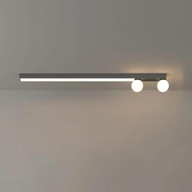 Imagem de KSSTEVNBD Luz de teto LED moderna para corredor longo preto regulável luminária de teto fita linear de montagem embutida para banheiro cozinha iluminação de teto para entrada varanda sala de estar