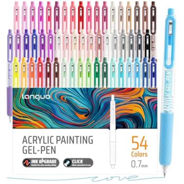 Imagem de Canetas de gel para colorir, canetas coloridas retráteis de 54 cores para papel preto e papel branco, canetas coloridas de ponta fina de 0,7 mm para colorir, escrever, desenhar, diário, anotações