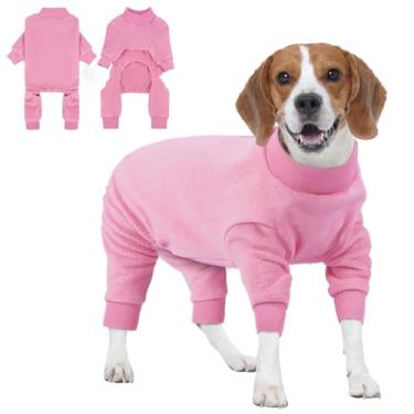 Imagem de IECOii Pijama de lã grande para cães – aconchegante e quente, macacão elástico de manga comprida para o inverno, casacos de clima frio para animais de estimação, pijama confortável para cães e meninas