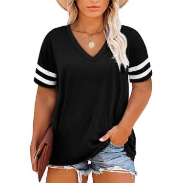 Imagem de Blusa túnica feminina Happy Sailed Plus Size listrada preta
