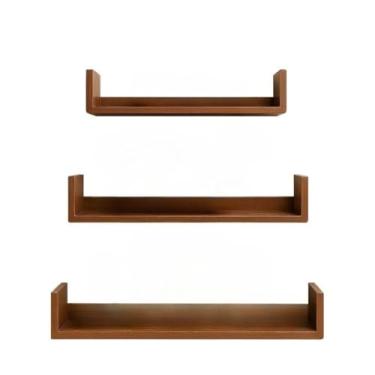 Imagem de prateleira modelo U em MDF Kit 3 Prateleiras U para Organização de Ambientes (Marrom)
