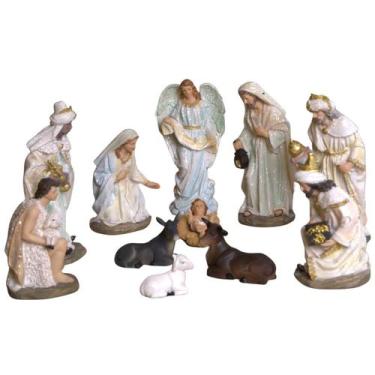 Imagem de Presépio Natalino Luxo 11 Peças 30 cm Pintado à Mão Decoração Fé e Bel