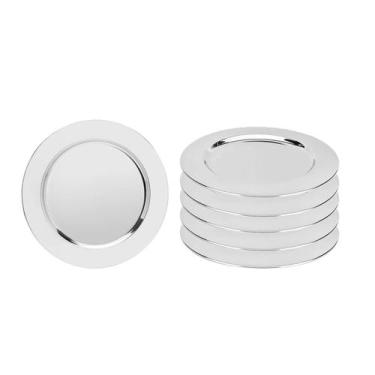 Imagem de Sousplat Redondo Inox 33cm Mesa Posta Buffet Restaurante 6un - CASACHA