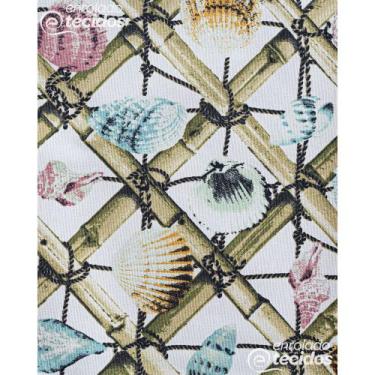 Imagem de Tecido Impermeável Acqua Mene Conchas Fundo Off White - 1,40m de Largu