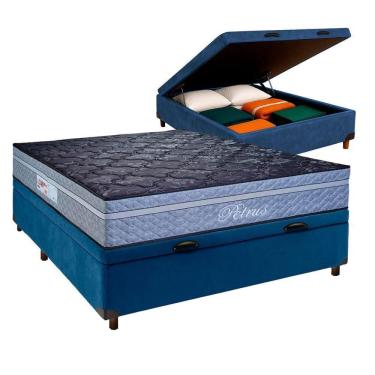 Imagem de Cama Box Bau Blindado Casal + Colchão Molas Ensacadas Petrus Paropas