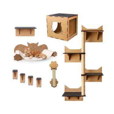 Imagem de Playground para Gatos 9 pçs Nicho Rede Arranhador Brinquedo Gato Degra