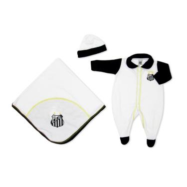 Imagem de Kit Bebê Santos Macacão Manta e Gorro Malha Oficial
