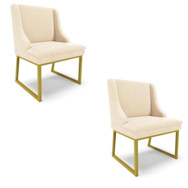 Imagem de Cadeira Sala de Jantar Industrial Dourado kit 2 Liz Bouclê D03 - D'Rossi