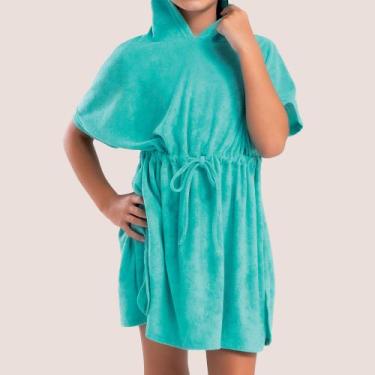 Imagem de Saída de Praia Infantil Atoalhada com Capuz - She, Azul, 6