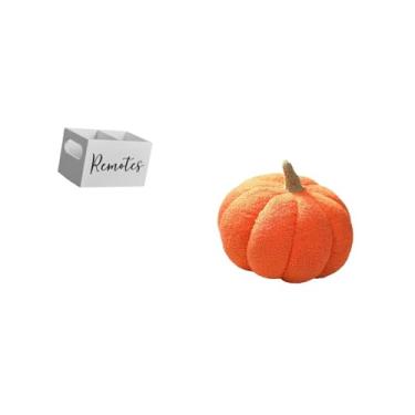 Imagem de Fenteer Suporte de Controle Remoto de Madeira Retrô E Organizador de Travesseiros de Pelúcia de Abóbora de Halloween para Sofá-cama, Mesa de Cabeceira, Escrit