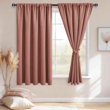 Imagem de JIUZHEN Cortinas blackout para quarto – Cortinas à prova de som com isolamento térmico extra largo de 152 cm para sala de estar/dormitório, conjunto de 2 painéis, 178 x 160 cm, rosa empoeirada