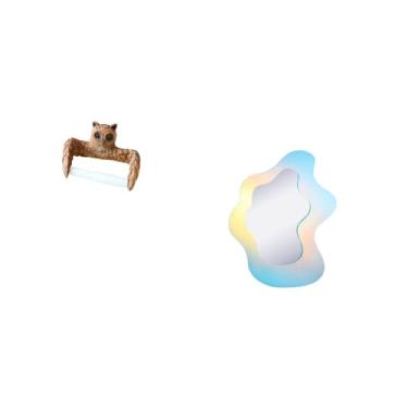 Imagem de Fenteer Suporte de Papel Higiênico Criativo de Ondulada, Organizador de Toalhas com Espelho Acrílico, Dispensador de Rolo Decorativo Moderno para Decor