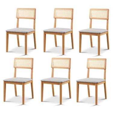 Imagem de Kit 6 Cadeiras de Jantar com Encosto de Telinha Ava - Zurc Decor