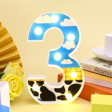 Imagem de Light Up Number, Led Light Up Table Numbers Sign Cartoon Light Number for Party Decorative Led Number Lights for Cartoon Story Party Birthday Party Decorations (Number 3)