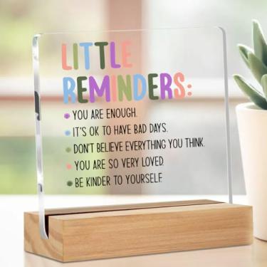 Imagem de Presentes motivacionais inspiradores presentes de apreciação de funcionários pequenos lembretes você é suficiente placa decorativa de mesa transparente placa de acrílico para mesa de escritório