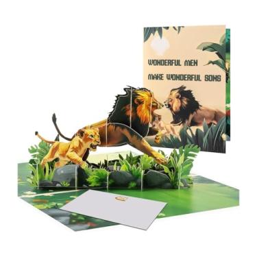 Imagem de Leão 3D Pop Up Cartões de Dia dos Pais para Chá de Bebê Aniversário Amantes de Leão