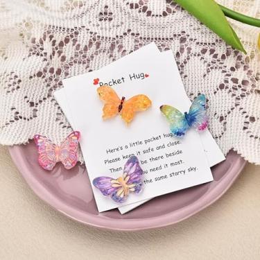 Imagem de Token de abraço de bolso borboleta para amigos incentivo presentes inspiradores filha filho presente de aniversário de mãe pai neto neta fichas de relacionamento de longa distância