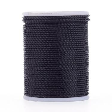 Imagem de Cordão torcido encerado redondo de 1 mm, 12 metros, fio de poliéster encerado, corda para pulseiras trançadas faça você mesmo, colar de joias, artesanato de costura de macramê, preto
