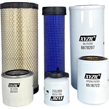 Imagem de XYZIL Kit de filtro de manutenção compatível com Bobcat 337 341 230611001 e superior, 515411001 e acima para motor V2203 6675517 6667352 6670207 6516722 óleo hidráulico de combustível de ar com filtro