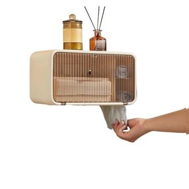 Imagem de Porta Papel Higiênico de Parede À Prova D’Água – Suporte Multifuncional Organizador de Banheiro Moderno em Plástico Branco Cremoso