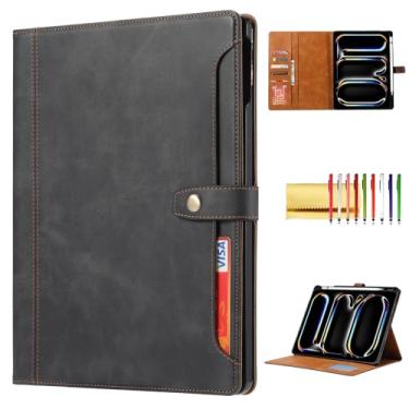 Imagem de Capa fólio para iPad Pro 11 polegadas (M5) 2025/(M4) 2024 [suporte de lápis embutido], suporte dobrável de couro vegano TechCIRCLE, capa traseira de TPU macio, capa protetora inteligente com