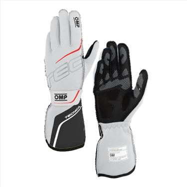 Imagem de OMP Luvas de corrida para dirigir, Tecnica, aprovadas pela FIA, camada única, tecido retardante de fogo, branca/antracite, GG, par