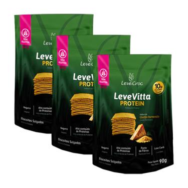 Imagem de Kit 3X: Biscoito Leve Vitta Protein Parmesão Leve Croc 90g