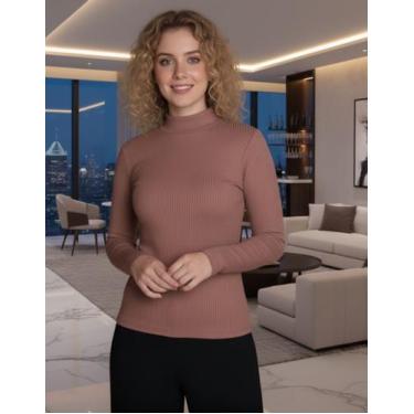 Imagem de Blusa Cacharrel Feminina Gola Alta Manga Comprida Segunda Pele Outono 