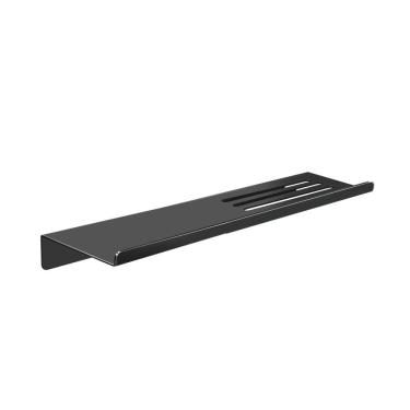 Imagem de Prateleira Suporte Reto Para Banheiro Preto Fosco Grega Aço Inox 30cm