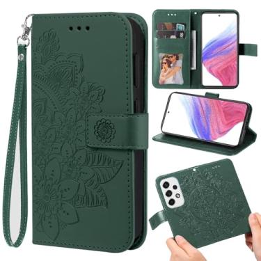 Imagem de Furill Capa carteira compatível com Samsung Galaxy A53 5G e protetor de pulso flor couro flip porta-cartão de crédito acessórios capa de telefone para A 53 G5 53A SM A536U 6,5 polegadas 2022 meninas