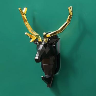 Imagem de Deko Antler estilo cabide de parede criativo para decoração de casa, fácil instalação para casacos, chapéus e acessórios para quarto, sala de estar, entrada (preto)