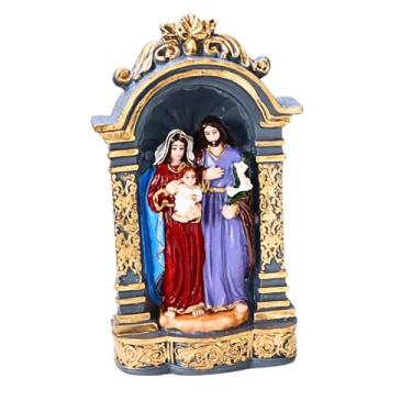 Imagem de Imagem Natalina Sagrada Família Capela em Resina 13cm