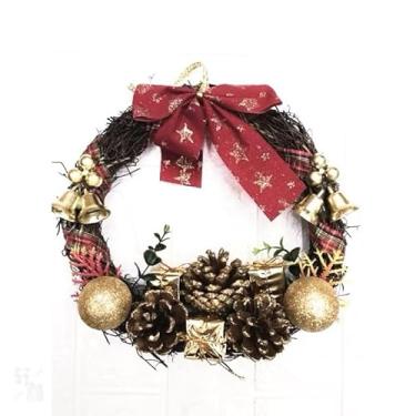 Imagem de Guirlanda Natal 23cm com Placa Pinha e Esquilo - Enfeite de Porta Decorado para Decoração Natalina(3 23 cm)