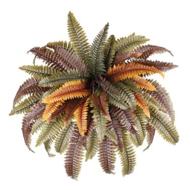 Imagem de KOL Samambaias artificiais de Boston de 114 cm, plantas falsas, grandes arbustos de vegetação falsa para decoração de jardim, decoração de jardim, outono e ferrugem (1)